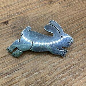 Bunny Rabbit Vintage Silver Tone Pendant Brooch